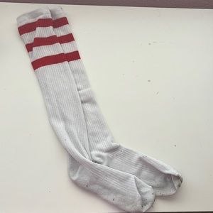 red stripe knee high socks